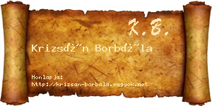 Krizsán Borbála névjegykártya
